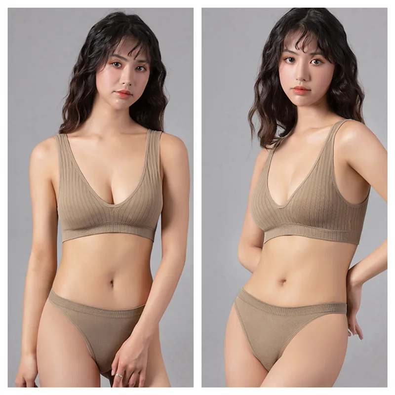 Push Up Seamless Bras for Women Bra Tops Female Underwear Deep V Bra Sexy Lingerie Brassiere Wireless Bralette Removable Pads