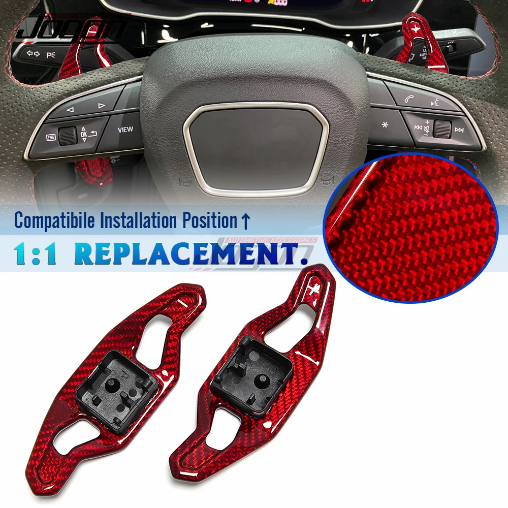 

Red Carbon Fiber Car Steering Wheel Shifter Paddle Replacement Shift Extension For Audi A3 S3 RS3 A4 S4 RS4 A5 S5 RS5 2017-2019