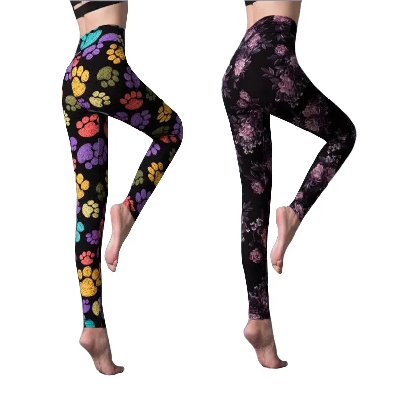 LJCUIYAO-mallas Push Up para mujer, Leggings de entrenamiento de cintura alta con estampado de leopardo, pantalones de Fitness de poliéster, parte inferior hasta el tobillo