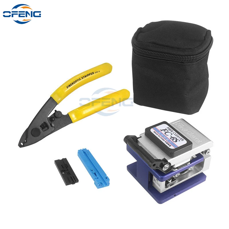 

FTTH Fiber Optic Tool Kit with FC-6S Fiber Cleaver Stripper Wire stripper Fiber length setter Leather fixed fixture customized