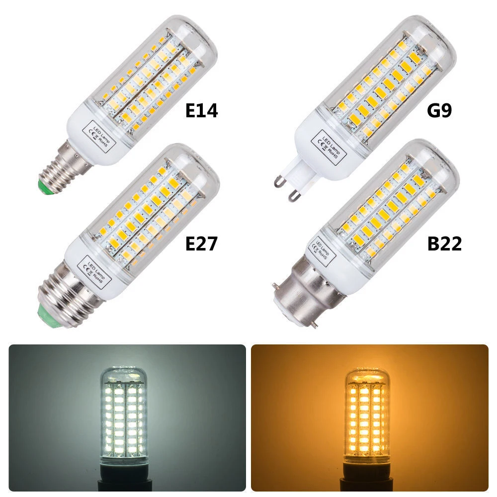 E27 E14 LED Lamp 220V B22 G9 SMD 5730 LED Light 24 36 48 56 69 72 LEDs Corn Bulb Chandelier LED Bulb For Home Decration