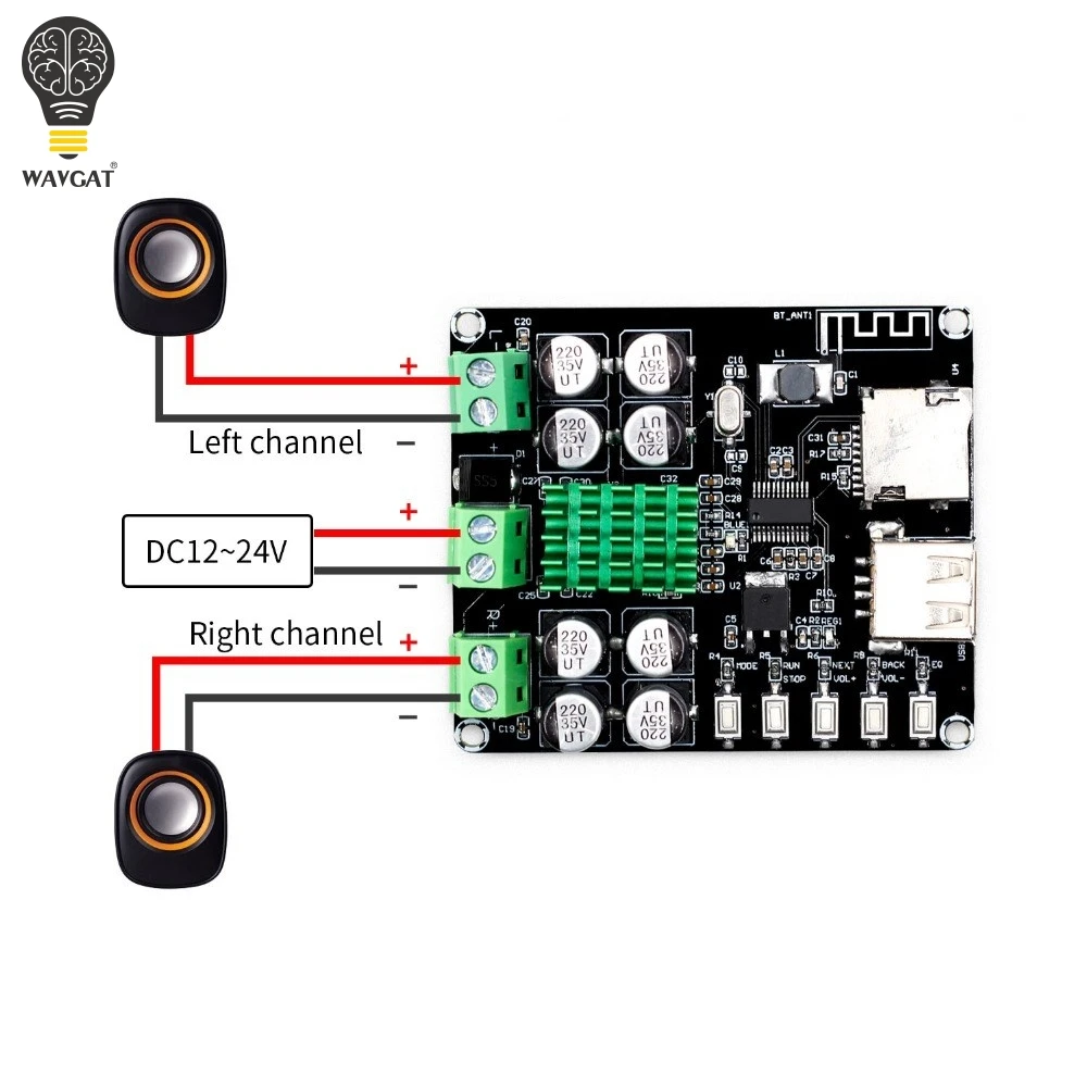 TPA3116D2 XH-M422 DC12-24V 50W + 50W Bluetooth 4.0 amplifier board TPA3116 With Bluetooth U disk TF card player VHM-302