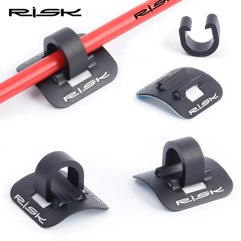 RISK Stick-on Cable Guide Aluminum Bike Oil Tube Fixed Clamp Adapter Bicycle Shift Brake Housing Line Tubing U Buckle Tube Clip