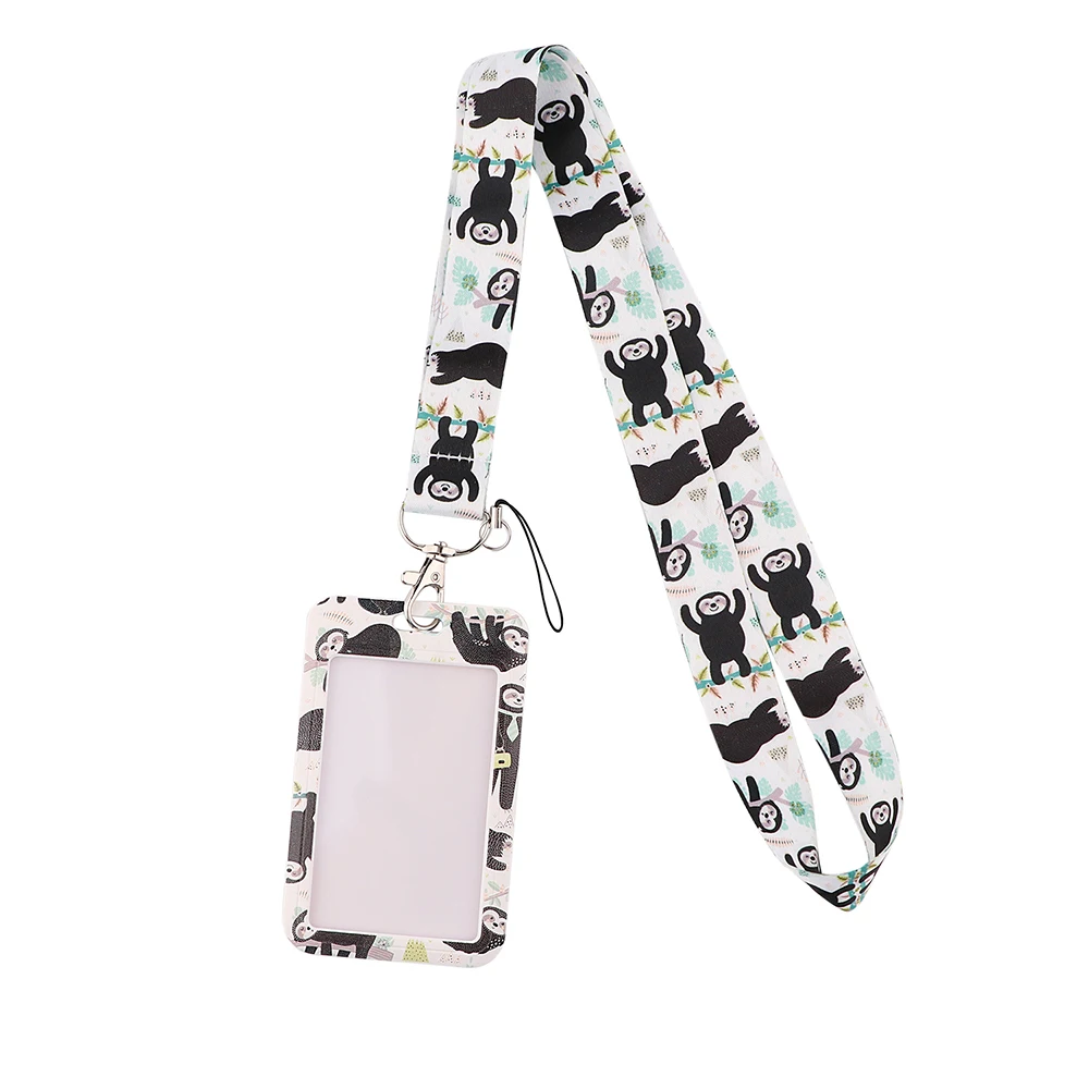 LT771 Cute Sloth Neck Strap Lanyards Keychain lanyard with id holder Holder Card Pass Hang Rope Lariat Keyring Accessories