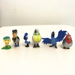 6pcs Rio Adventure Action Figure Toy 3.5-5CM Cartoon Diamond Parrots Pug Dogs Collection Model Dolls for Kids Gift
