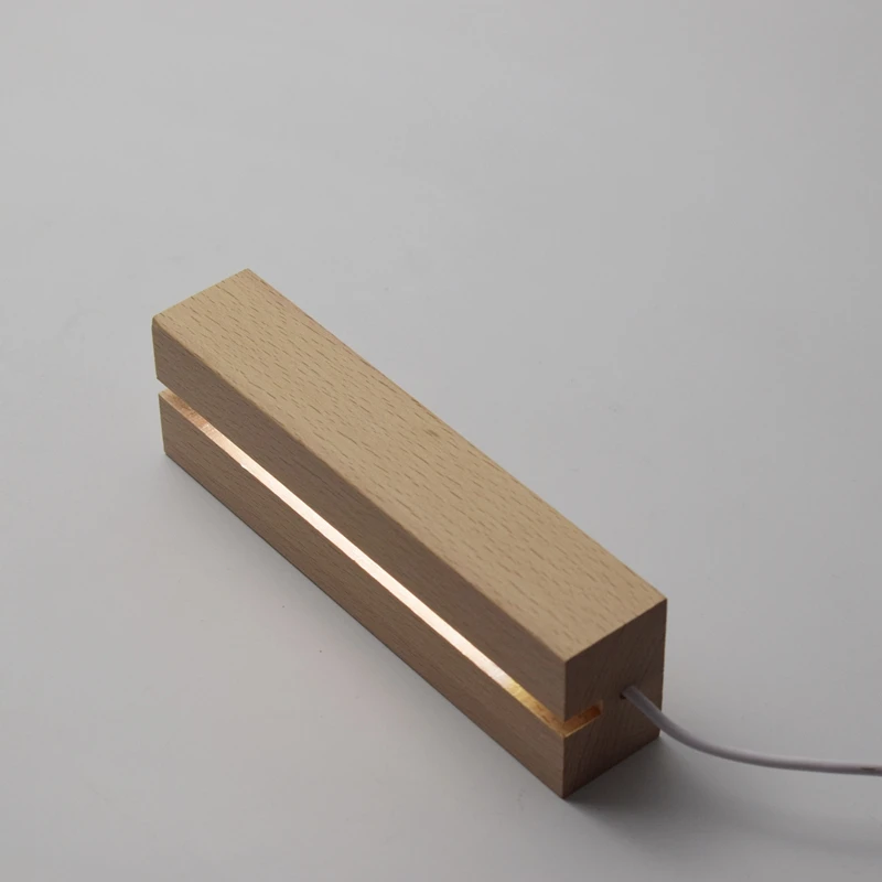 LED Wooden Night Light Bedside Lamp Colored Lights Base Luminous Display Stand Custom Logo UBS Holder for Acrylic Lighting