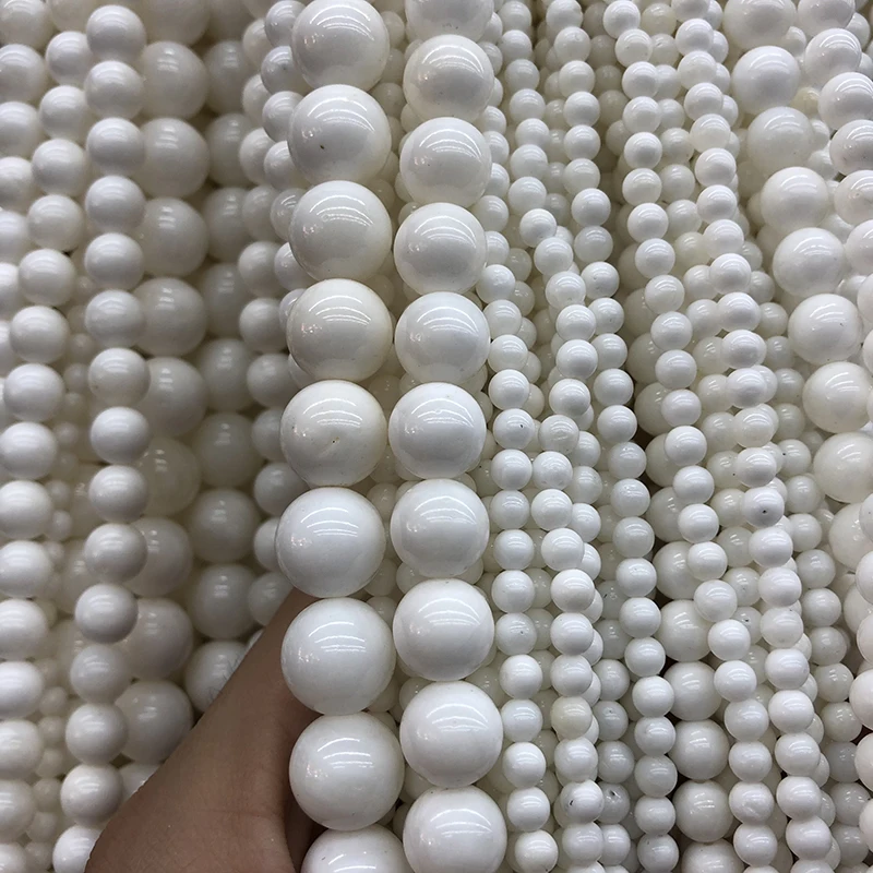 Natural Stone Beads White  Tridacna Shell Round Loose Beads For Jewelry Making DIY Bracelet 15\