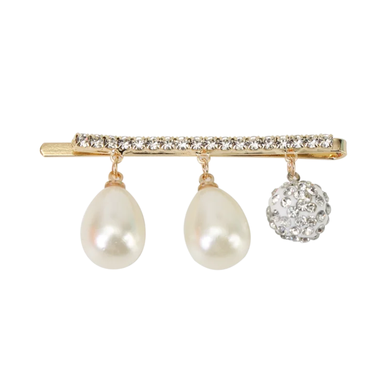 Double Single Row Ball Alloy White Simulated Pearls Tassel Rhinestone Bobby Pins Barrettes Hair Clips & Pins Headwear for Women