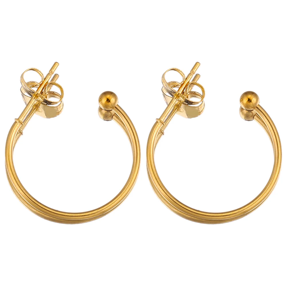 10pcs Lot Stainless Steel Gold Plated Round Shape C Korean Big Hoop Earrings for Women Ear Rings Female Jewelry Wholesale Items