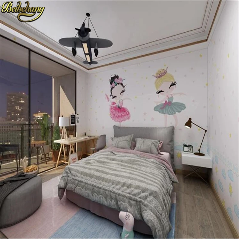 beibehang Custom wallpaper 3D Cartoon ballet girl wallpapers for Girl's living room TV background wall painting papel de parede