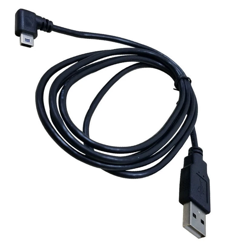 USB2.0 قابس ذكر إلى USB صغير 5 دبوس بزاوية يسار 90 درجة وصلة كابل بيانات 1.5 متر/5 قدم 3 متر/10 قدم أسود