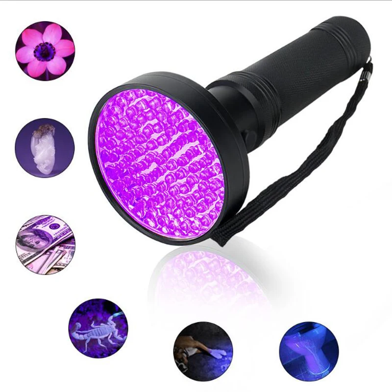 UV Flashlight Black Light, 100 LED 395 Nm Ultraviolet Torch Blacklight Detector for Dry Pets Urine&pet Stains&bed Bug AA Battery