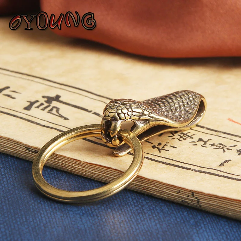 Solid Brass Car KeyChain Retro  Belt U Hook Snake Clasps Buckles Key Ring Waist Wallet Belt Key Ring Hook Wallet Chain DIY Craft