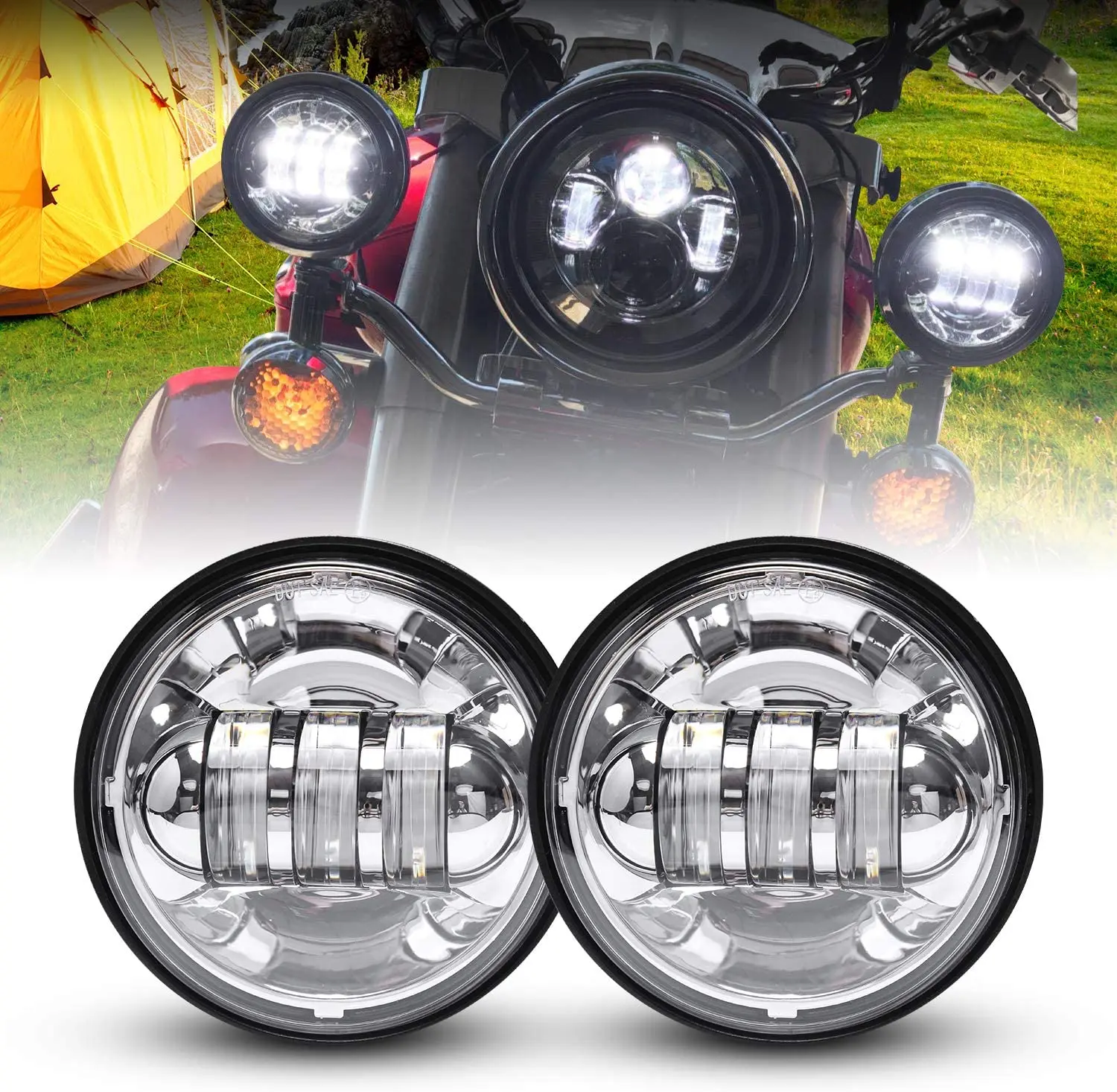 

Dot approved 2 PCS 4.5 Inch Cree LED Passing Light LED Fog Lamps for Motorcycles Auxiliary Light Bulb Projector Driving Lamp