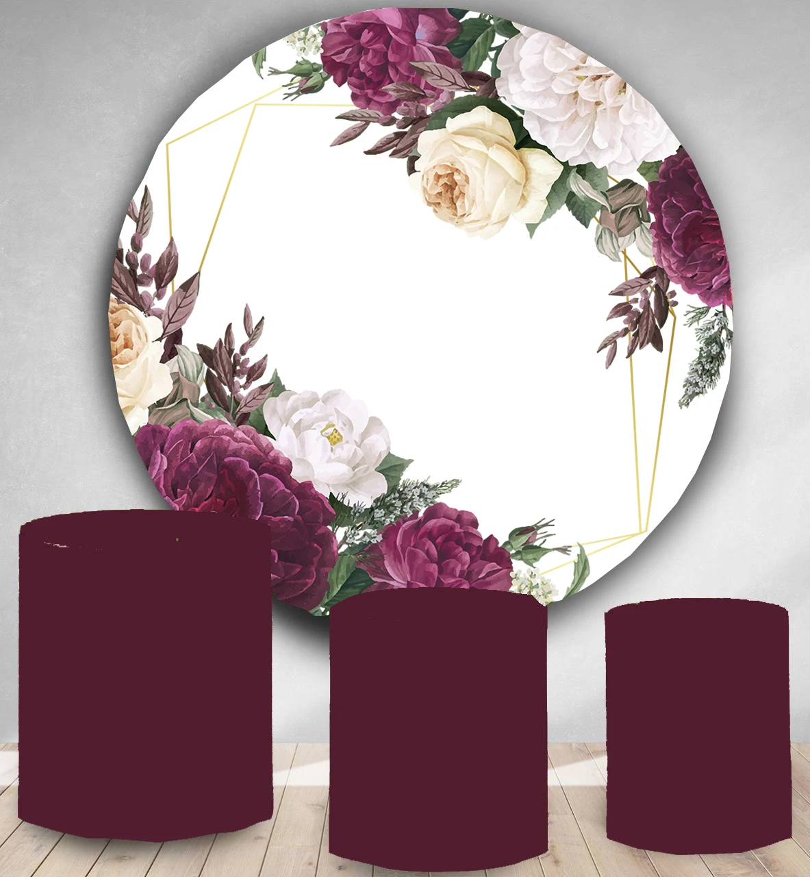 

wedding flower backdrop Round Panel circle background bridal shower party decoration candy dessert table banner customize text