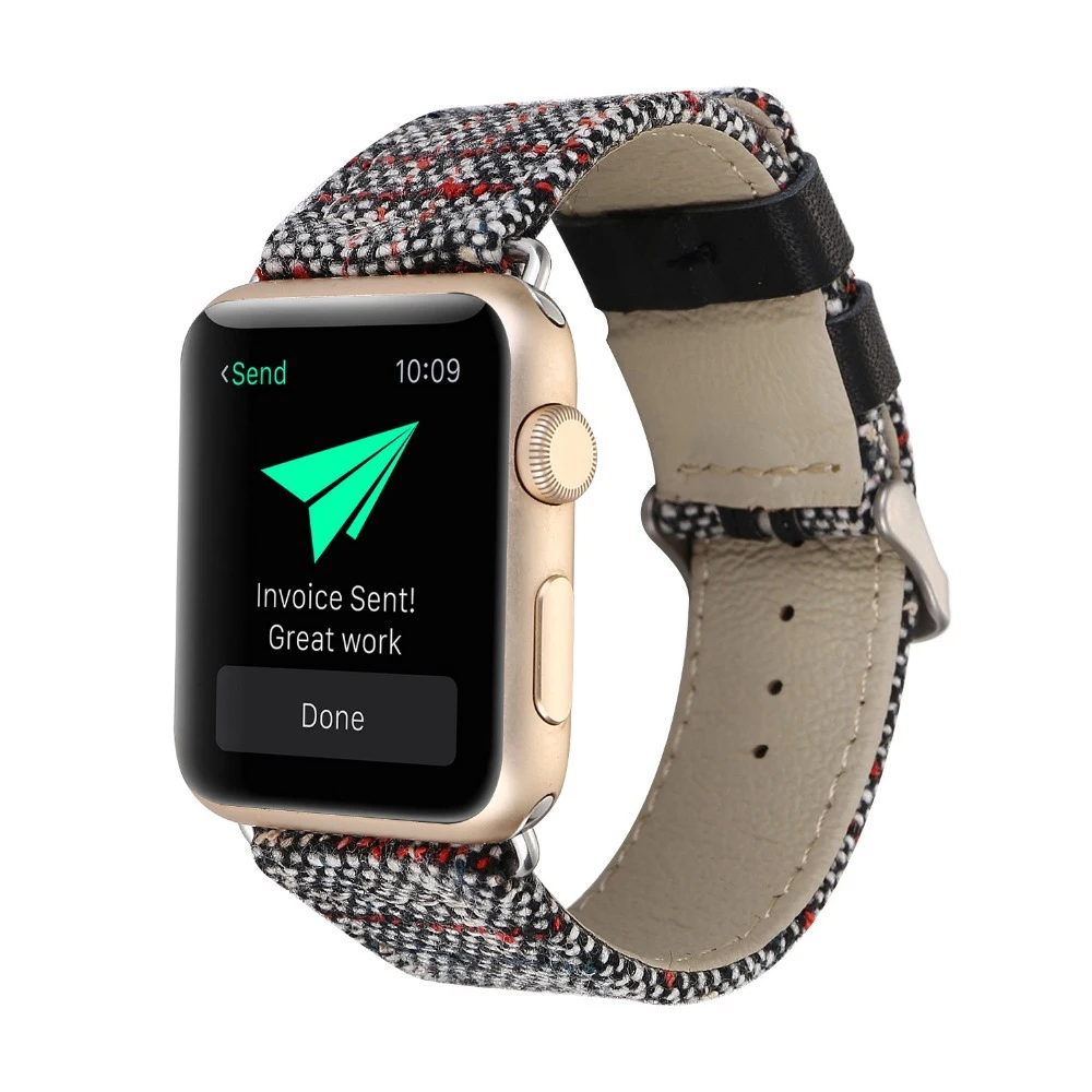 

Ремешок тканевый кожаный для Apple Watch 38 мм 42 мм 40 мм 44 мм, браслет для iWatch Series 1 2 3 4, браслет с адаптером