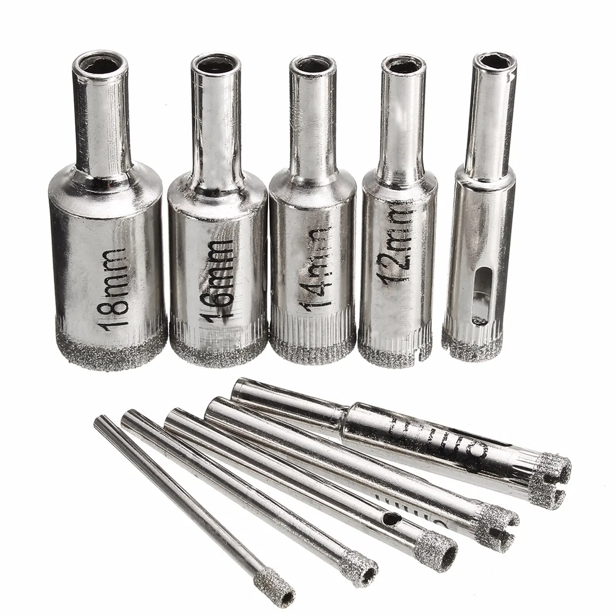 XNEMON 10Pcs 3-18MM Diamond Coated Core Hole Saw Drill Bit Set Tools 50mm Long For Tiles Marble Glass 3 4 5 6 8 10 12 14 16 18mm