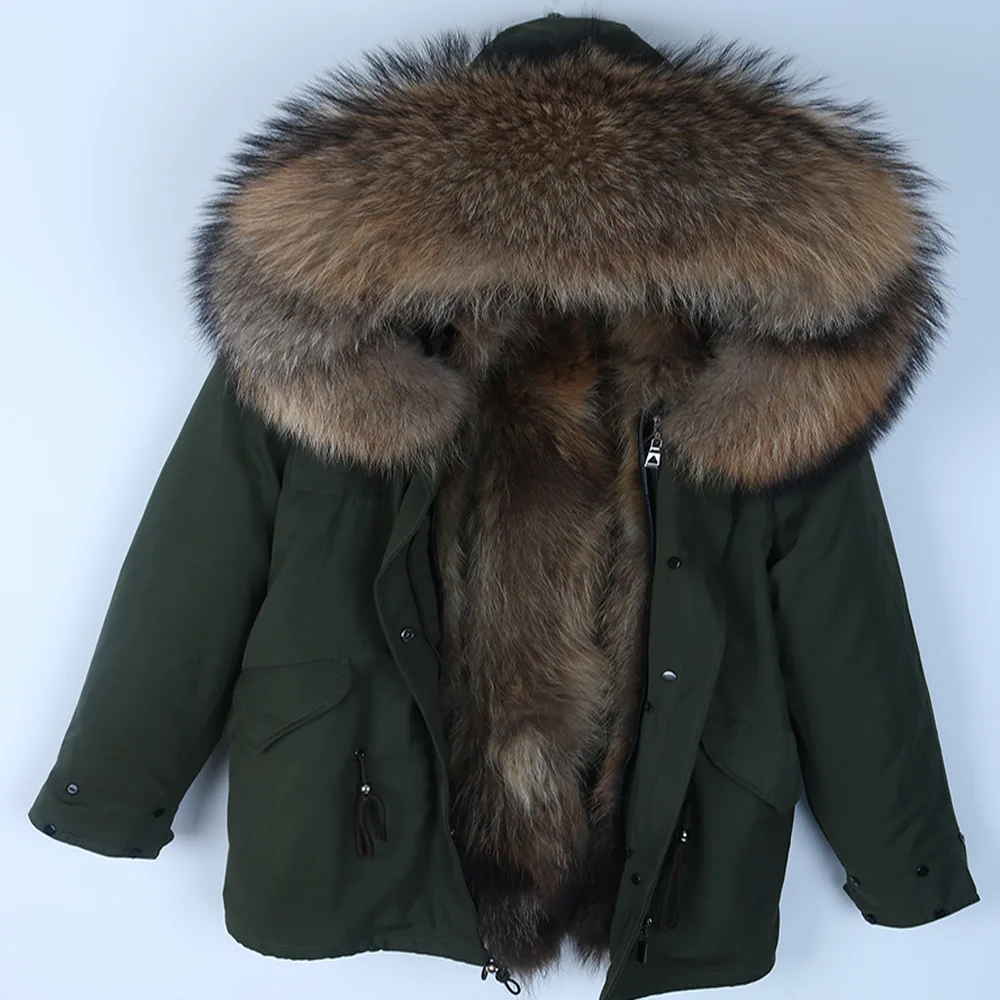 Novo Inverno Real Fur Parka Homens Casaco De Inverno Real Pele De Guaxinim Casaco Com Capuz Natureza Pele De Guaxinim Forro Casacos Homem Casaco