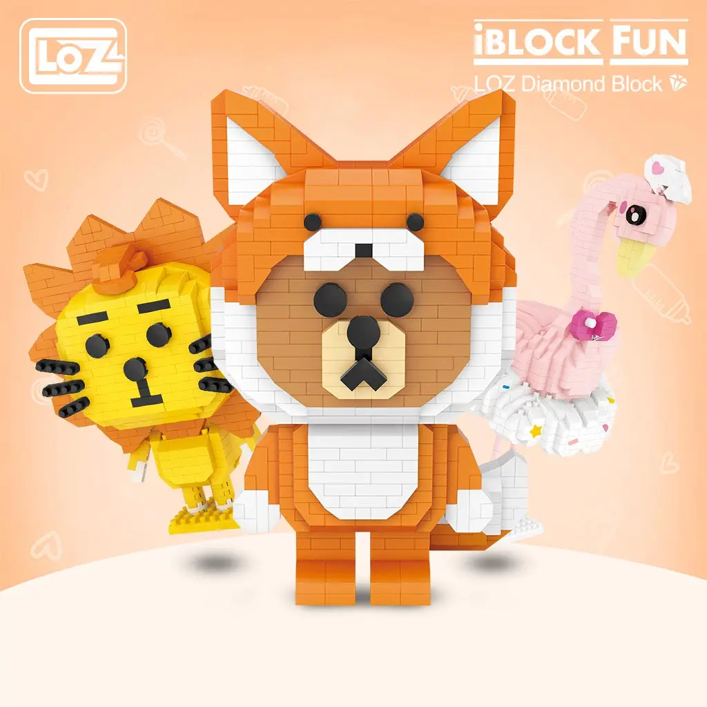 LOZ Diamond Blocks small particles building blocks animal fox bear lion head flamingo adult puzzle assembly toys Assembled Toy