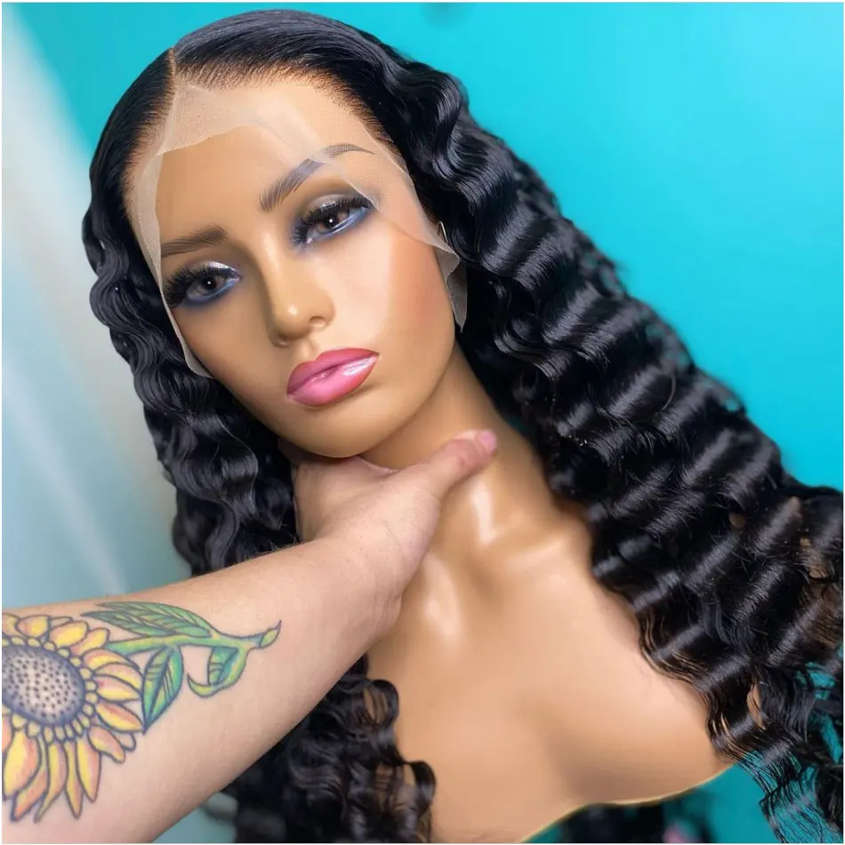 Transaprent T part Lace Front Wig Loose Deep Wave Lace Wig 100% Remy Peruvian Human Hair Lace Closure Wig Natural Hairline