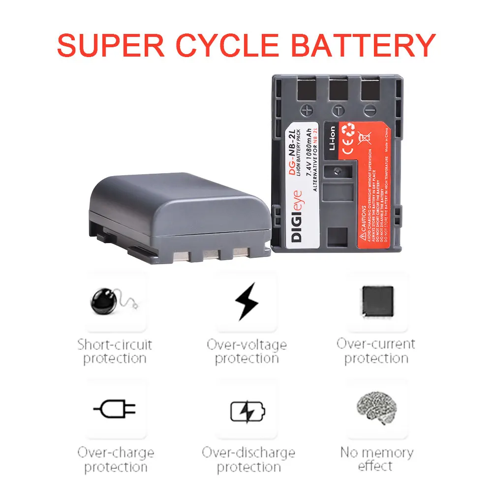 NB-2L NB-2LH NB2L Battery + Charger Kit for Canon PowerShot G7 G9 S30 S50 S60 S70 S80 EOS 400D 350D Rebel XTi XT