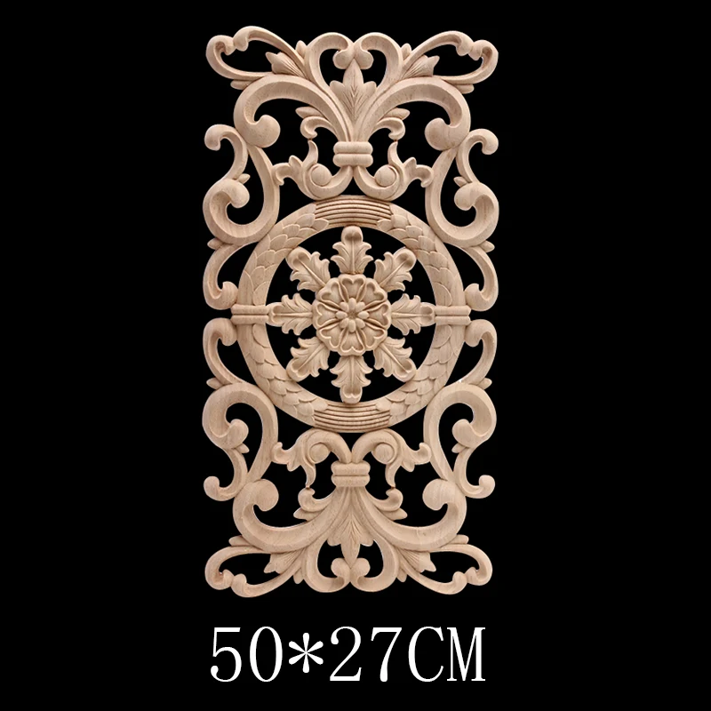 Wood Figurines Wood Mouldings Wood Decal Carved Decor Modern Leaves Oval Flower Rubber Wood  Furniture Doors Walls Corner Home