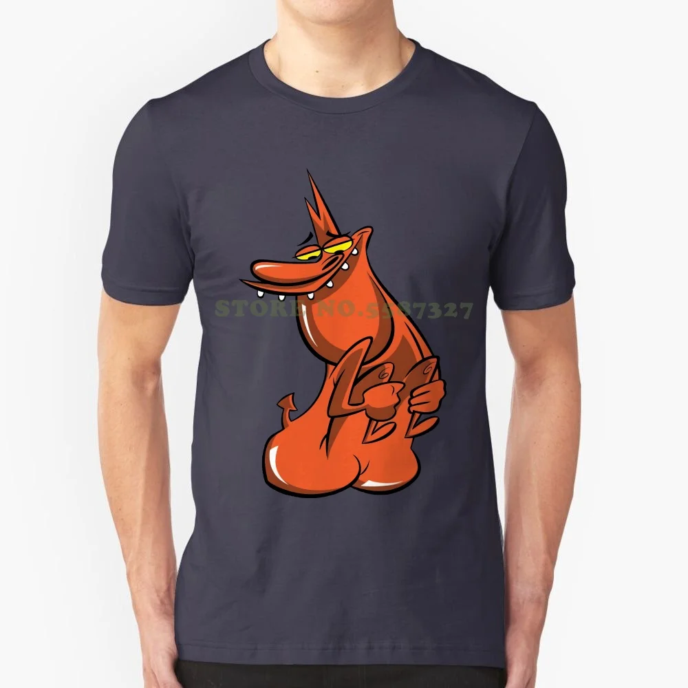 Cow And Chicken Character Red Guy Men's ( Woman's Available ) T Shirt Black Tshirt Hipster Cool O Neck Tops