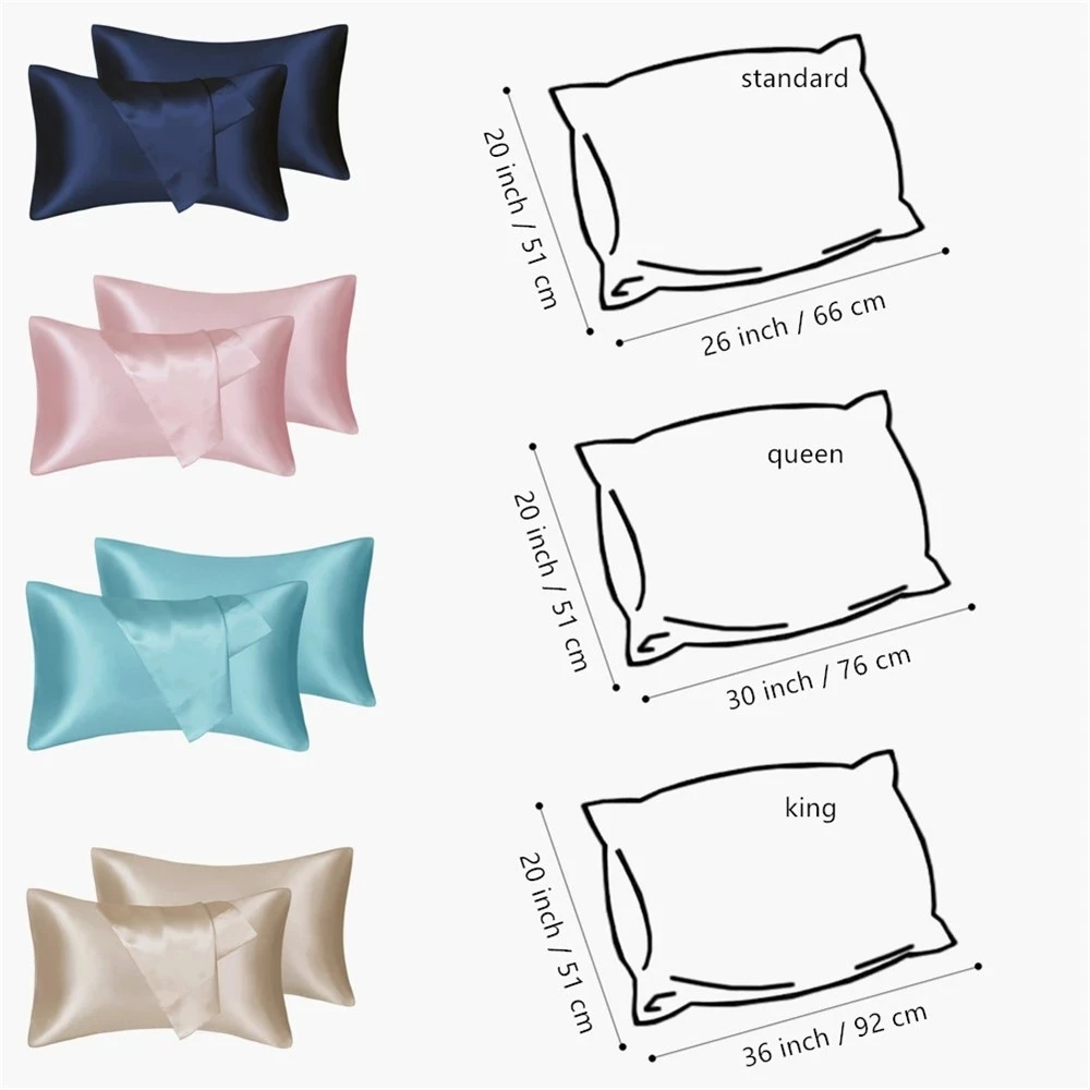 100% Silky Satin Pillowcase Envelope Design Imitate Silk Satin Queen King Size For Hotel Home Soft Healthy Cushion Cover