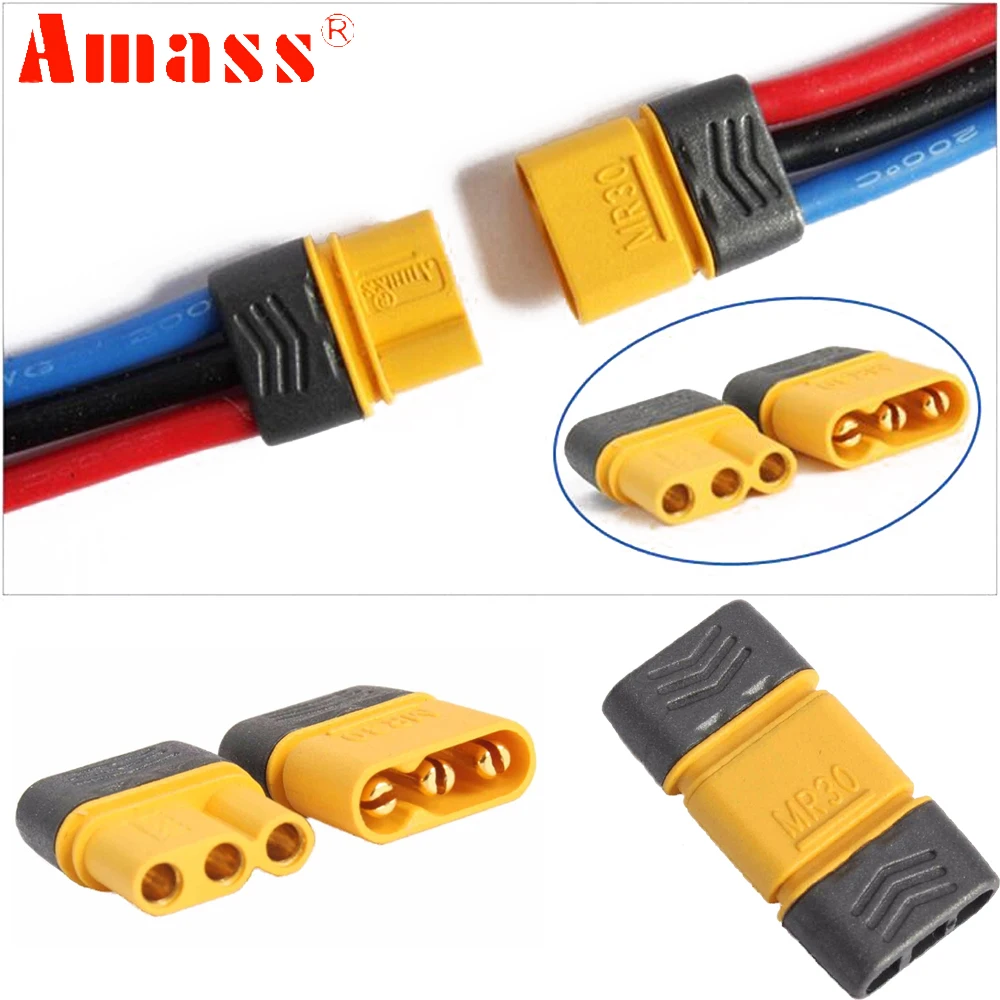 2 Cặp AMASS MR30 Nam Nữ Cổng Kết Nối Cắm Với Vỏ Bọc Cho RC Lipo Pin RC Multicopter Máy Bay