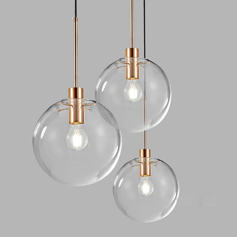 

Clear Glass Ball Pendant Lights Home Deco Maison Hanging Light Fixture Led Hanglamp for Kitchen Bedroom Restaurant Luminaire E27