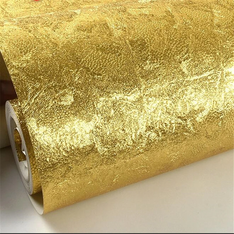 

wellyu Golden wallpaper gold foil gold yellow silver ktv hotel bedroom living room pure color ceiling ceiling wallpaper