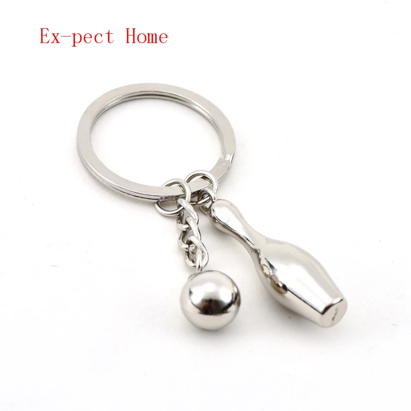 500pcs/lot 2019 Fashion Sports Bowling Ball Keychains Metal Bowling Keyrings Gifts