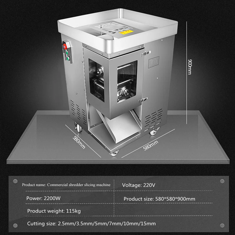 Automatic Shredded Meat Machine Multi-functional Commercial Stainless Steel Double Blade Fresh Meat Processing Machine Slicer