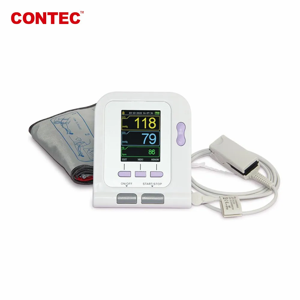 CONTEC08A  25 Pcs Digital Upper Arm Blood Pressure/Oxygen Monitor+Adult BP cuff+SpO2 Probe + Charger Cable