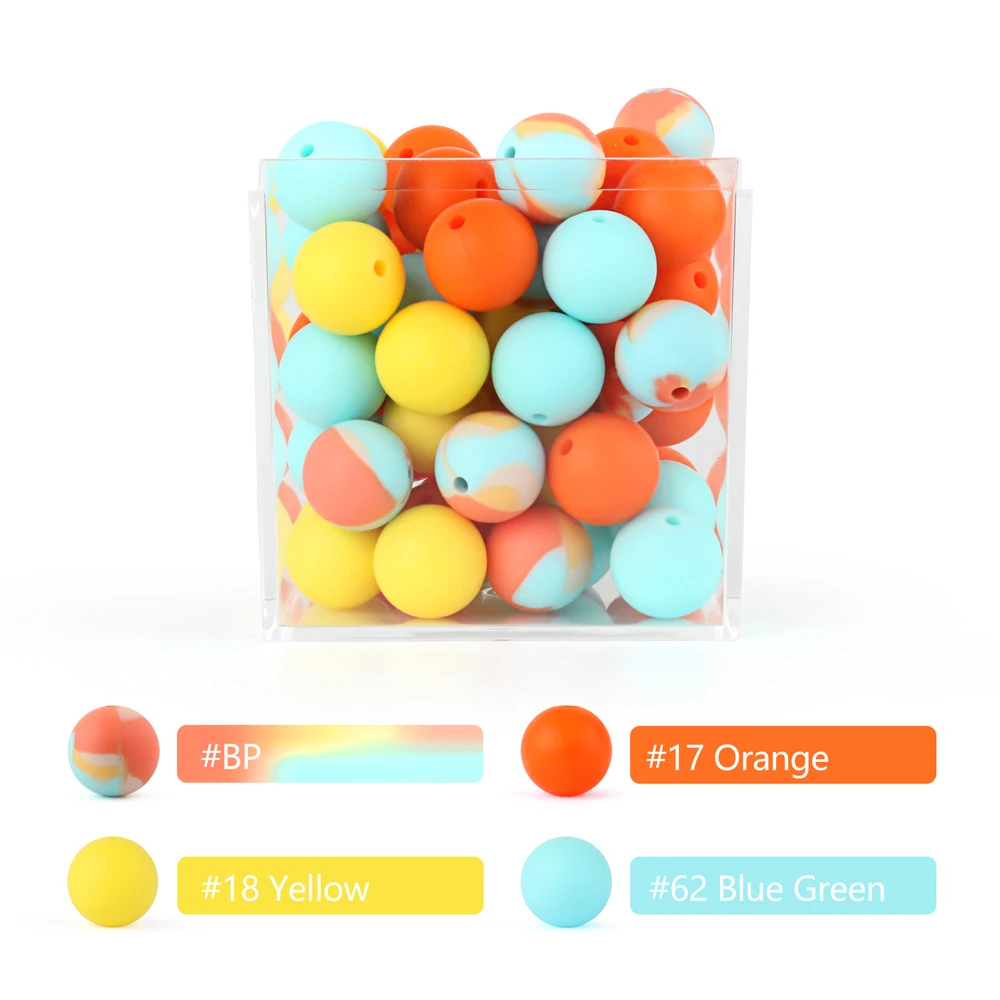 20Pcs 12mm Silicone Beads Round Food Grade DIY Baby Pacifier Chain Pendant Accessories BPA Free Baby Teething Teether Bead