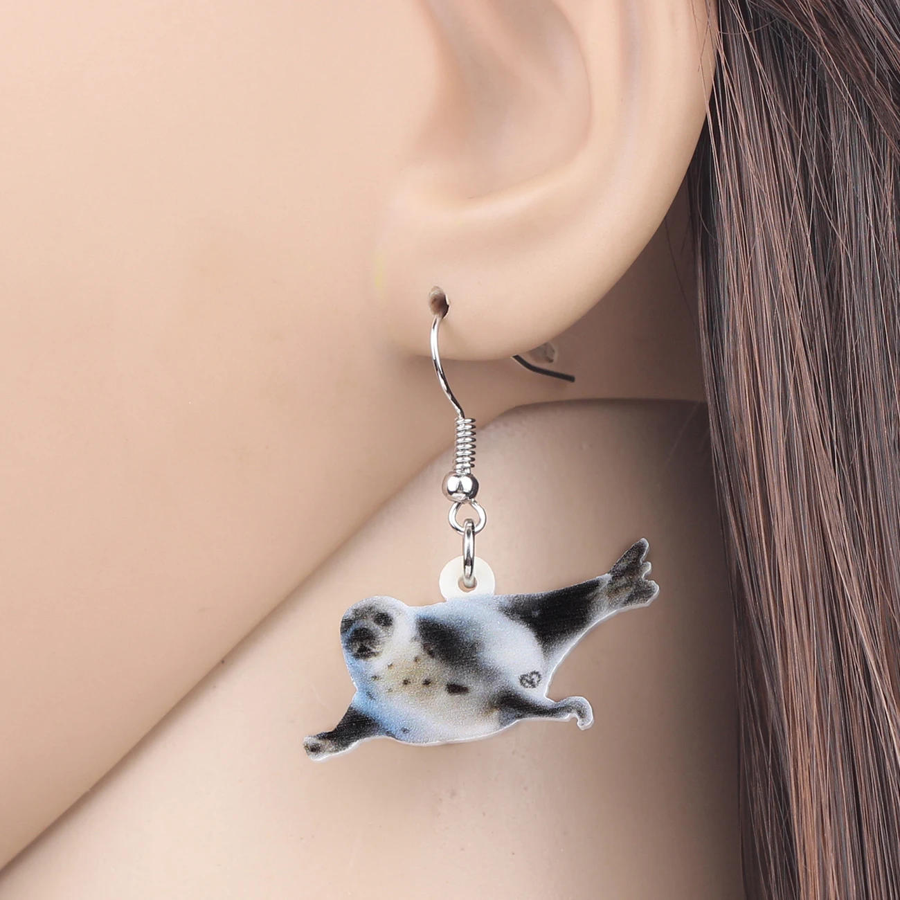 Bonsny Acrylic Cute Ocean Sea Lion Earrings Drop Dangle Sea Animal Jewelry For Women Girl Kids Charms Gift Accessories Hot Sales