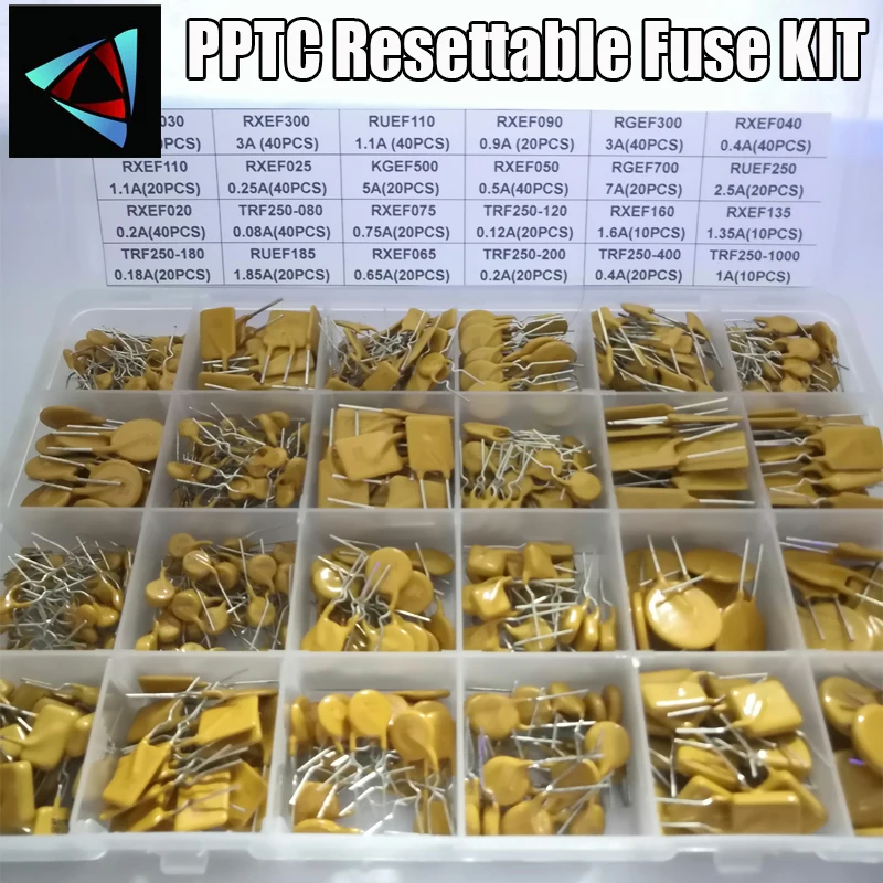 610 pz 24 valori fusibile a recupero automatico KIT PPTC assortito 0.05A 0.1A 0.2A 0.25A 0.3A 0.4A 0.5A 0.75A 0.9A 1.1A 1.35A 2A 2.5A 3.75A