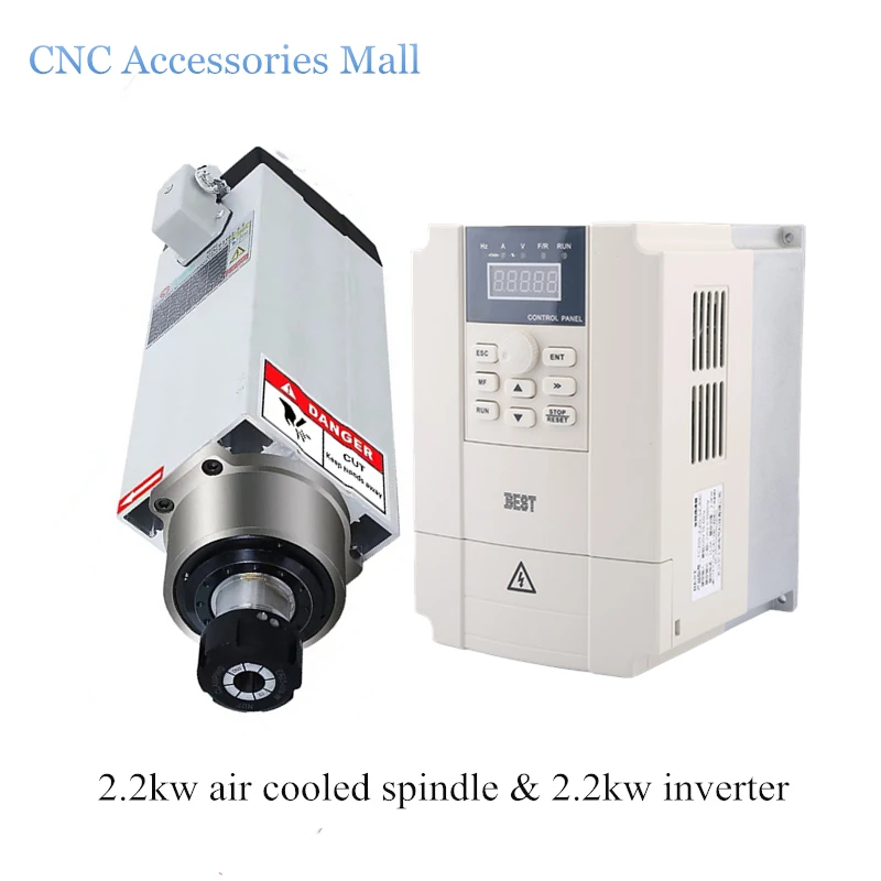 

cnc spindle motor 2.2kw ER25 18000rpm air cooled milling spindle & 2.2kw VFD inverter