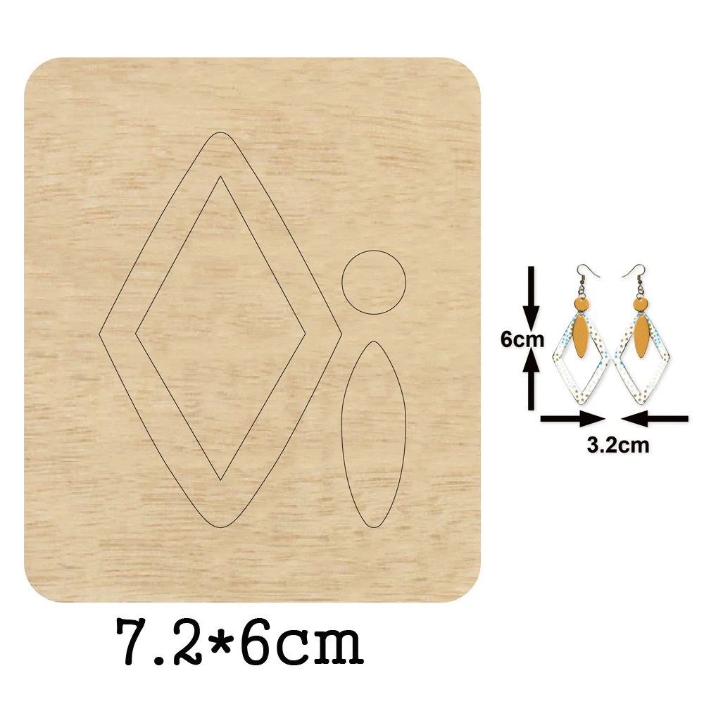 Fashion Oval Diamond Circle Beaded Dangler Earring Cutting Mold Wood Dies Blade Rule Cutter For DIY Leather Cloth Paper Crafts