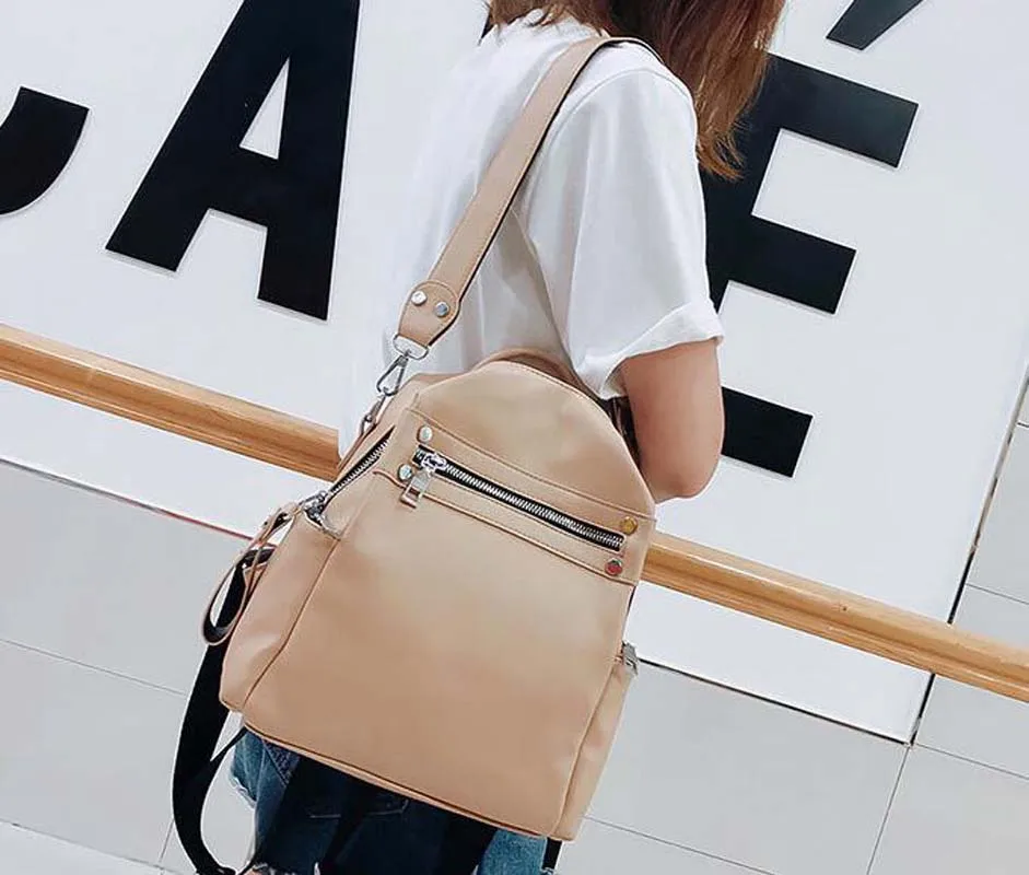 Wholesale New Fashion Solid Leather Women's Small Backpack Cute Girls Casual Double Shoulder Bags Outdoor Travel Bag