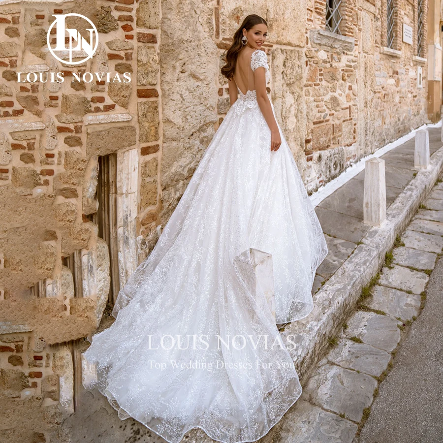 LOUIS NOVIAS – robe de mariée trapèze, en dentelle perlée délicate, épaules dénudées, dos nu, chérie, collection 2022