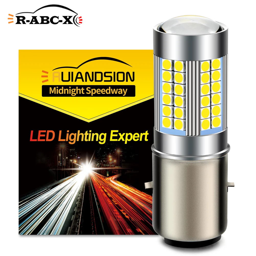 BA20D H6 LED Motorcycle Headlight Bulb 66 3030 SMD Bulbs 6V 12v White Hi/Lo Motorcycle Motorbike Moped Scooter ATV Light Lamp