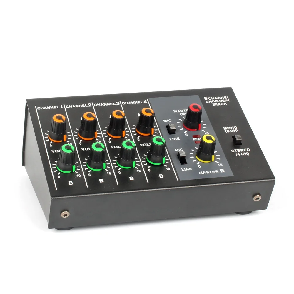 Draagbare 8-kanaals audiomixer Lijn In Out Microfoon Ingang Uitgang Mini Hub Wind Synthesizer Fluit Aerophone Mixing Console