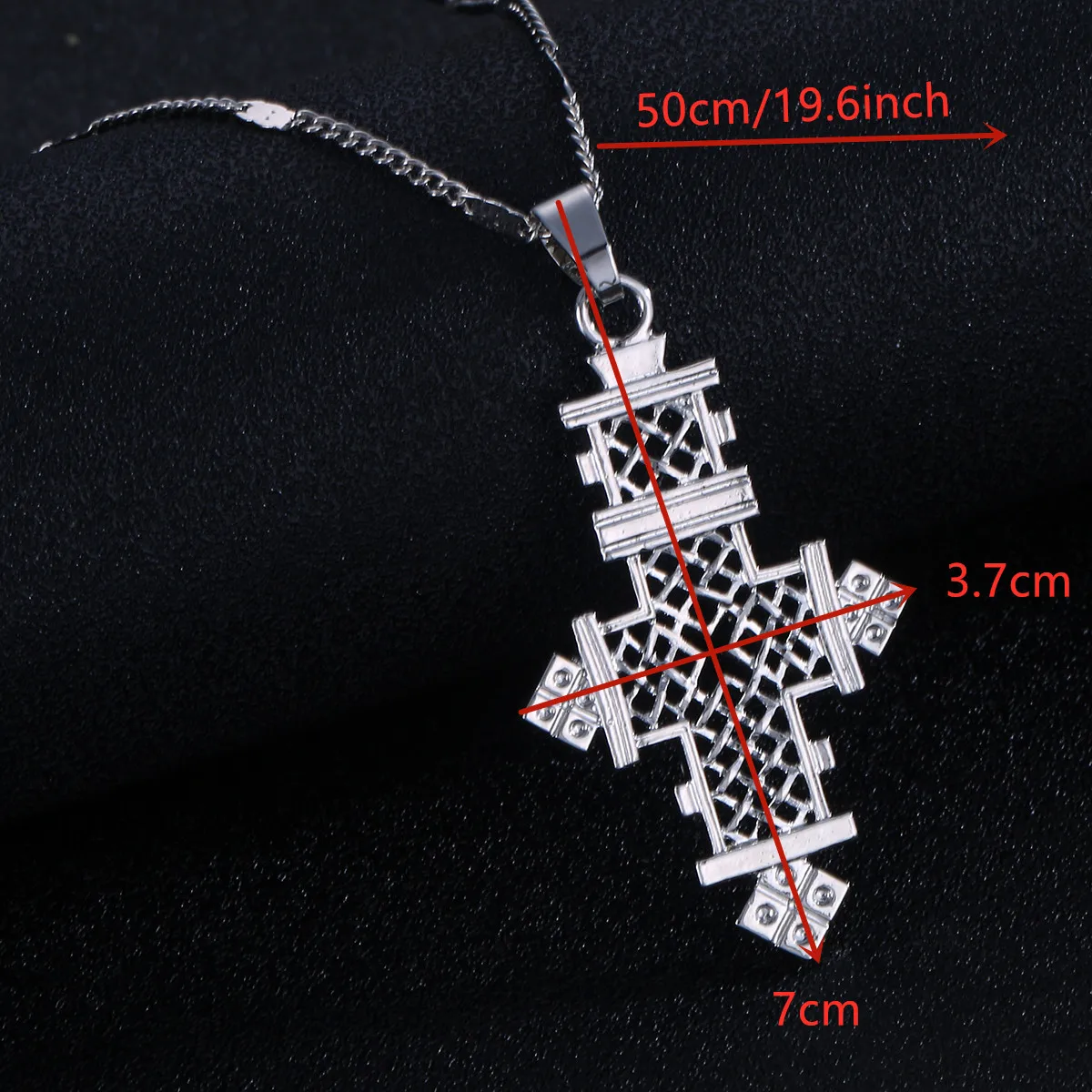 Silver Color African Trendy Cross Pendant Necklace Ethiopian Trendy Cross Women Chain Jewelry Gifts