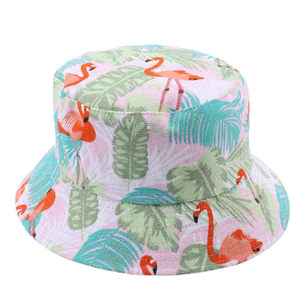 

2020 spring and summer travel wild tropical plant print pattern sunscreen fisherman hat