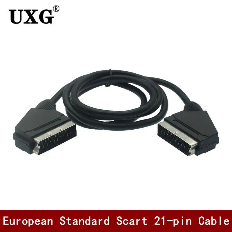 

European Premium SCART 21 Pin Male To Male AV Lead Cable With Nickel-Plated Connector Extension Adapter Cable 1.5m 5FT