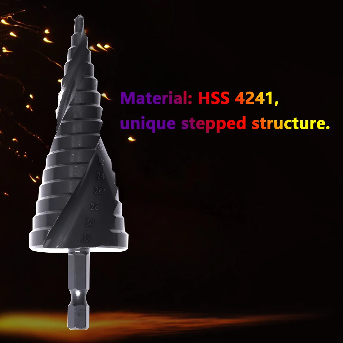 4-12/20/32mm HSS Step Cone Drill Bits Hex Shank Nitride Coated for Wood/Metal Hole Cutter Drill Spiral Groove Step Drill Bits