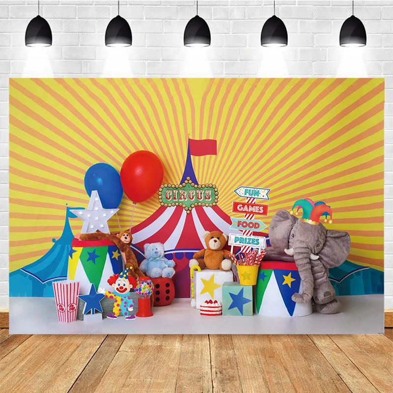 Circus Photography Background Ferris Wheel Neon Lights Backdrop Decoration Props Children Birthday Baby Shower For Photo Studio