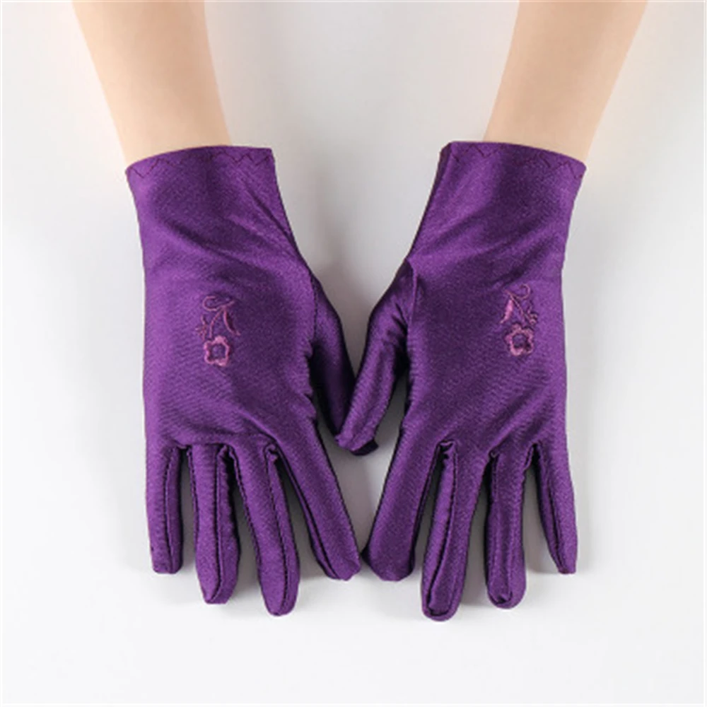 Gants de protection solaire en spandex de couleur pure pour femmes, gants de conduite avec broderie de fleurs, nouvelle collection printemps et été, JT013