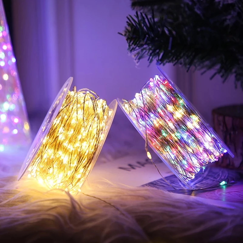 LED Fairy Lights Christmas Decoration Garland 8 Flashing Mode Xmas Wedding Party Bedroom Garden Waterproof EU Plug Festoon Light